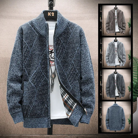 New Sweater Cardigan Men's Fleece Jumper Harajuku Autumn/winter Warm Wool Coat Loose Casual High Quality Male Cold Zipper Jacket